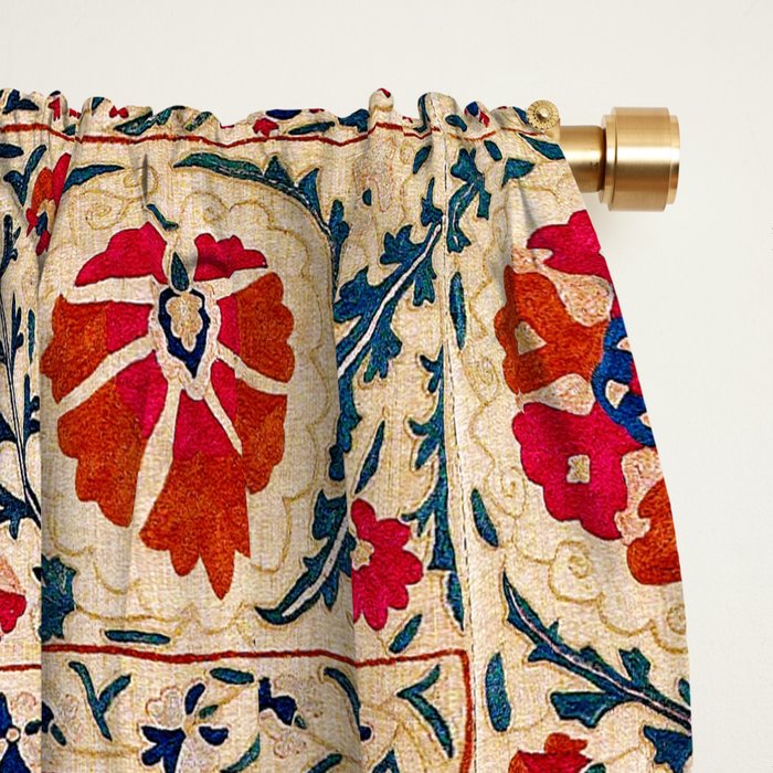 Kermina Suzani Uzbekistan Floral Embroidery Print Window Curtain Gallery Image 2