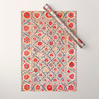 Kermina Suzani Uzbekistan Floral Embroidery Print Wrapping Paper Gallery Image 1