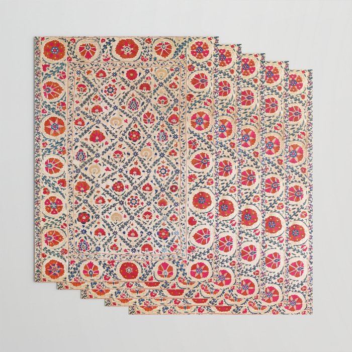 Kermina Suzani Uzbekistan Floral Embroidery Print Wrapping Paper Gallery Image 3