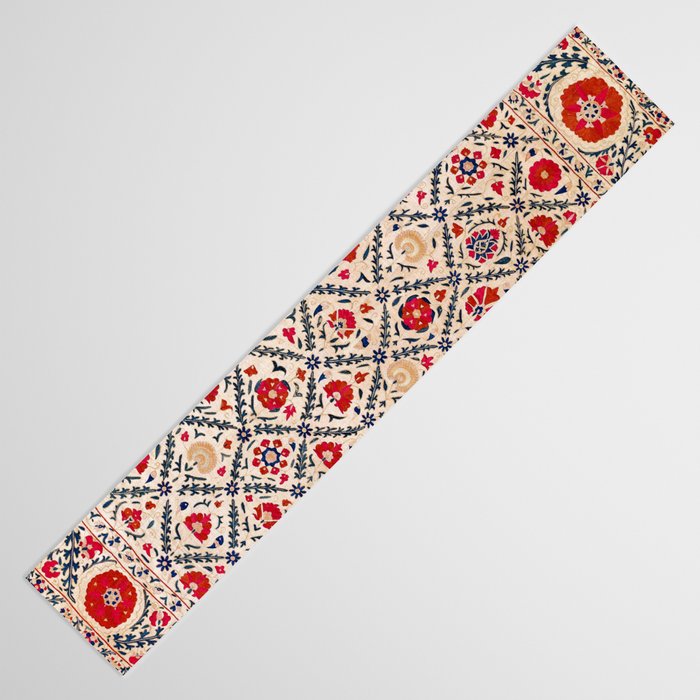 Kermina Suzani Uzbekistan Floral Embroidery Print Table Runner Gallery Image 3