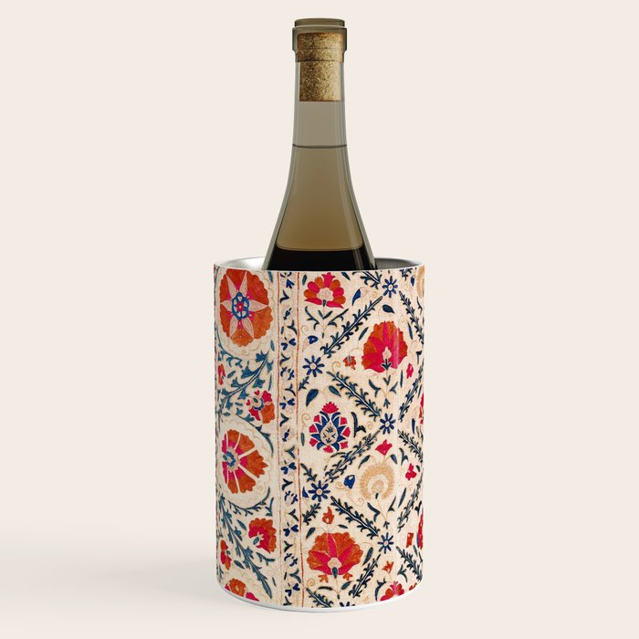 Kermina Suzani Uzbekistan Floral Embroidery Print Wine Chiller Gallery Image 2