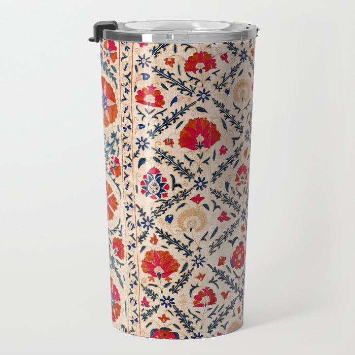 Kermina Suzani Uzbekistan Floral Embroidery Print Travel Mug Gallery Image 3