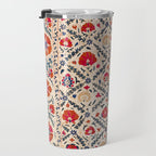 Kermina Suzani Uzbekistan Floral Embroidery Print Travel Mug Gallery Image 3