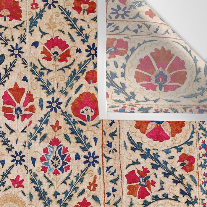 Kermina Suzani Uzbekistan Floral Embroidery Print Wall Tapestry Gallery Image 3