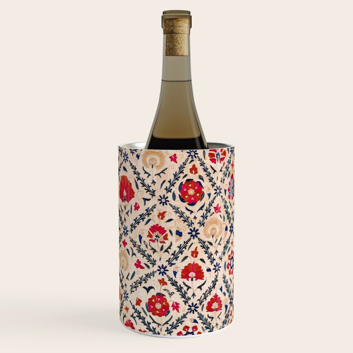 Kermina Suzani Uzbekistan Floral Embroidery Print Wine Chiller Gallery Image 1