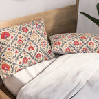 Kermina Suzani Uzbekistan Floral Embroidery Print Pillow Sham Gallery Image 2
