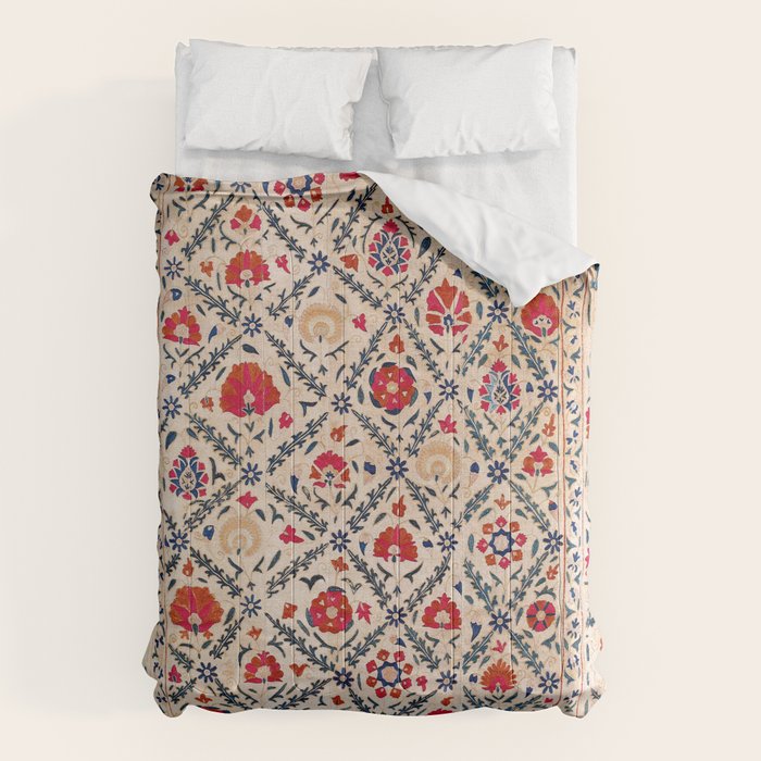 Kermina Suzani Uzbekistan Floral Embroidery Print Comforter Gallery Image 6