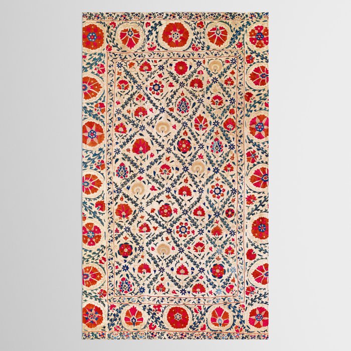 Kermina Suzani Uzbekistan Floral Embroidery Print Tablecloth Gallery Image 2