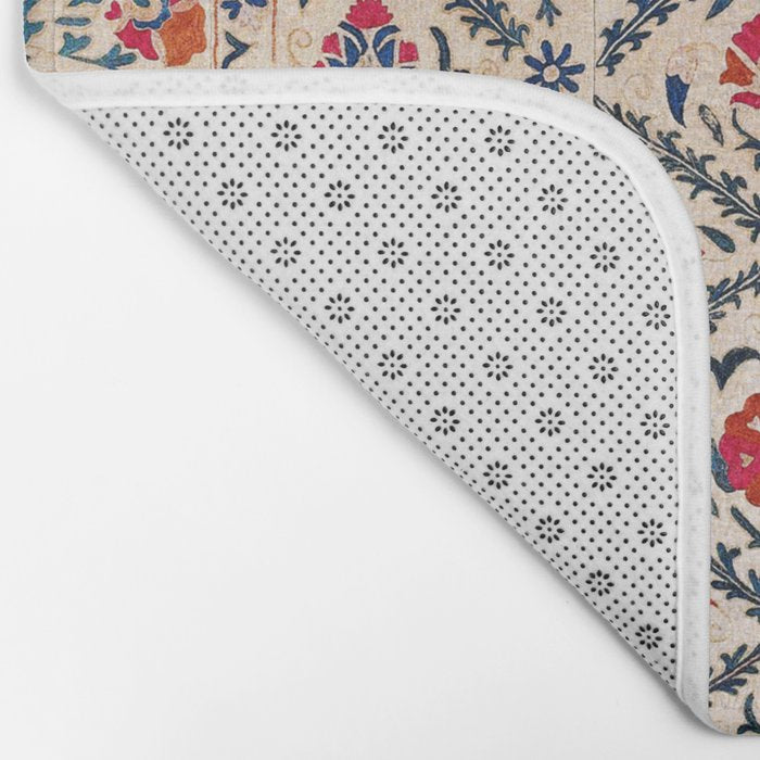 Kermina Suzani Uzbekistan Floral Embroidery Print Bath Mat Gallery Image 2
