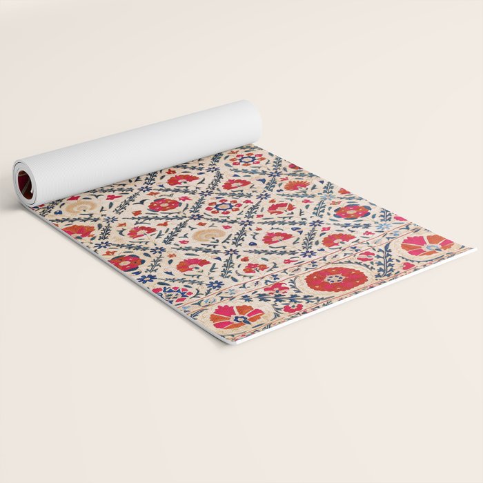 Kermina Suzani Uzbekistan Floral Embroidery Print Yoga Mat Gallery Image 2