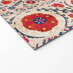 Kermina Suzani Uzbekistan Floral Embroidery Print Welcome Mat Gallery Image 2