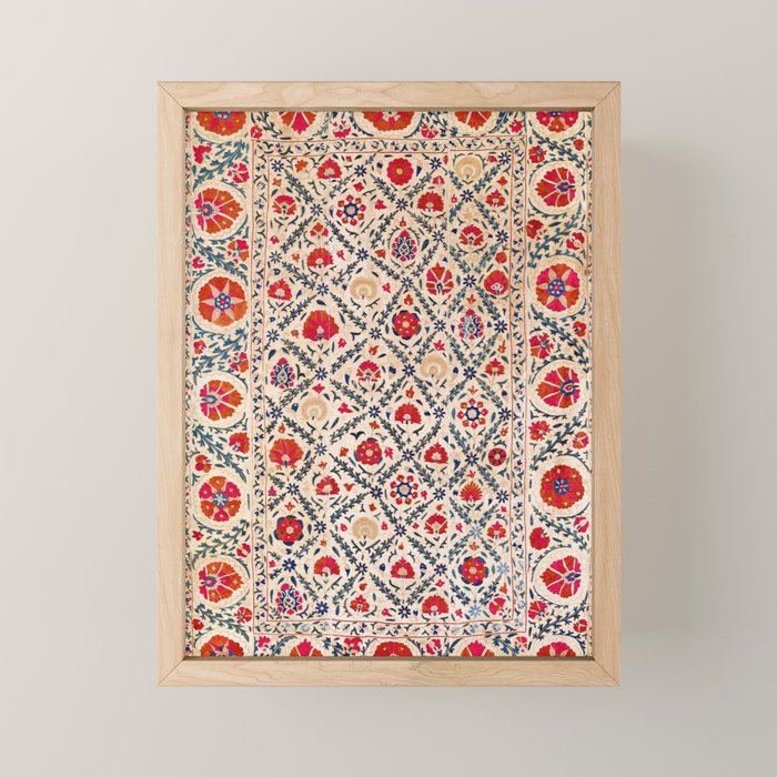 Kermina Suzani Uzbekistan Floral Embroidery Print Mini Art Print Gallery Image 1