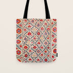 Kermina Suzani Uzbekistan Floral Embroidery Print Tote Bag Gallery Image 1