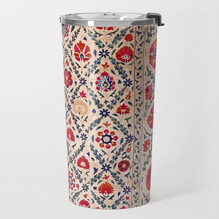 Kermina Suzani Uzbekistan Floral Embroidery Print Travel Mug Gallery Image 2