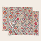 Kermina Suzani Uzbekistan Floral Embroidery Print Placemat Gallery Image 1