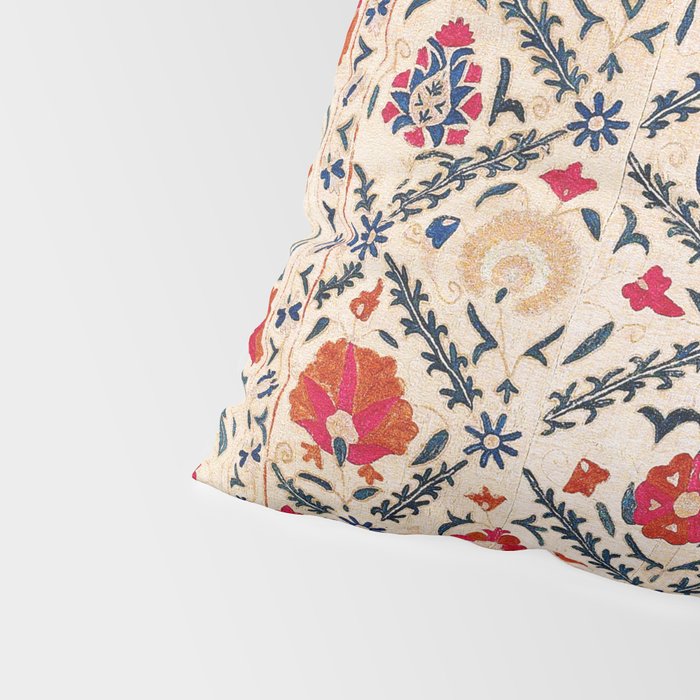 Kermina Suzani Uzbekistan Floral Embroidery Print Pillow Sham Gallery Image 4