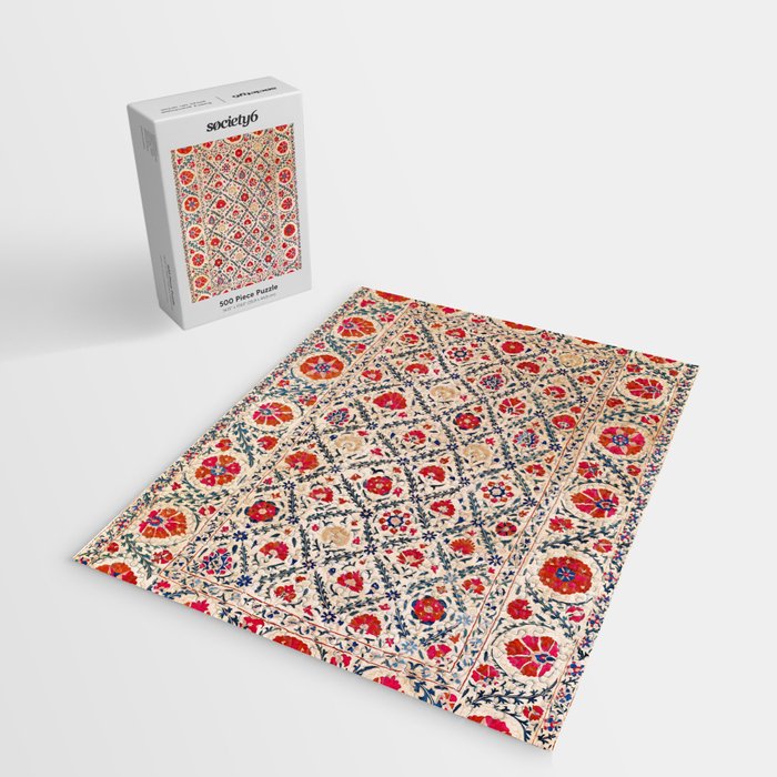 Kermina Suzani Uzbekistan Floral Embroidery Print Jigsaw Puzzle Gallery Image 2