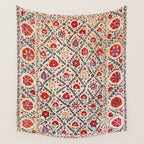 Kermina Suzani Uzbekistan Floral Embroidery Print Wall Tapestry Gallery Image 4
