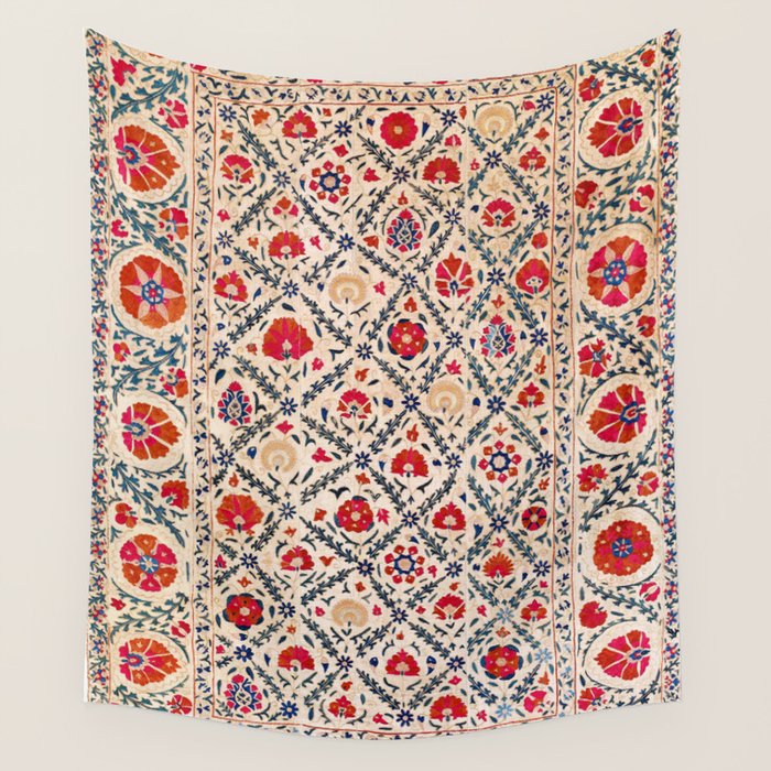 Kermina Suzani Uzbekistan Floral Embroidery Print Wall Tapestry Gallery Image 4