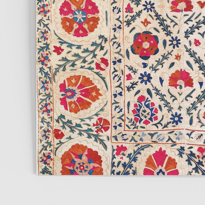 Kermina Suzani Uzbekistan Floral Embroidery Print Poster Gallery Image 3