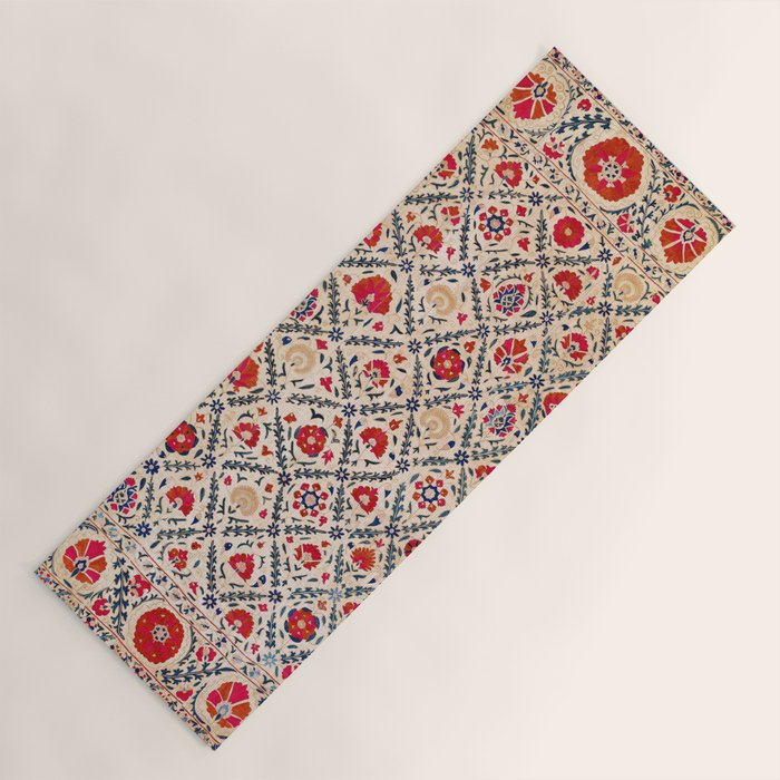 Kermina Suzani Uzbekistan Floral Embroidery Print Yoga Mat Gallery Image 1