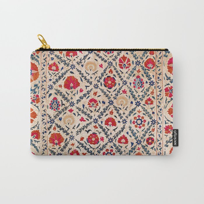 Kermina Suzani Uzbekistan Floral Embroidery Print Carry All Pouch Gallery Image 1