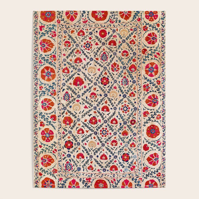 Kermina Suzani Uzbekistan Floral Embroidery Print Poster Gallery Image 4