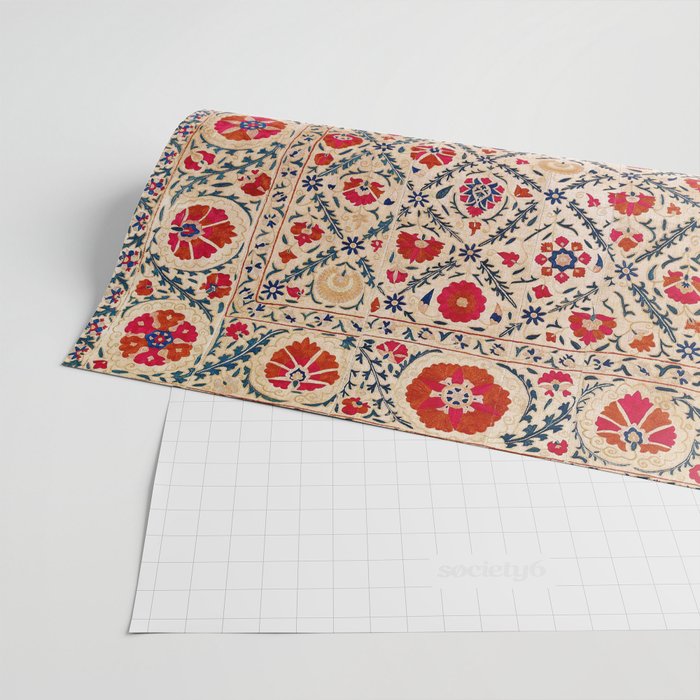 Kermina Suzani Uzbekistan Floral Embroidery Print Wrapping Paper Gallery Image 2
