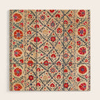 Kermina Suzani Uzbekistan Floral Embroidery Print Wood Wall Art Gallery Image 1