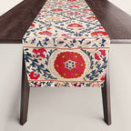 Kermina Suzani Uzbekistan Floral Embroidery Print Table Runner Gallery Image 1