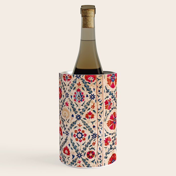 Kermina Suzani Uzbekistan Floral Embroidery Print Wine Chiller Gallery Image 3