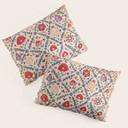 Kermina Suzani Uzbekistan Floral Embroidery Print Pillow Sham Gallery Image 3