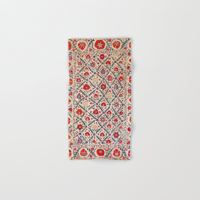 Kermina Suzani Uzbekistan Floral Embroidery Print Bath Towel Gallery Image 1