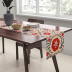 Kermina Suzani Uzbekistan Floral Embroidery Print Table Runner Gallery Image 2