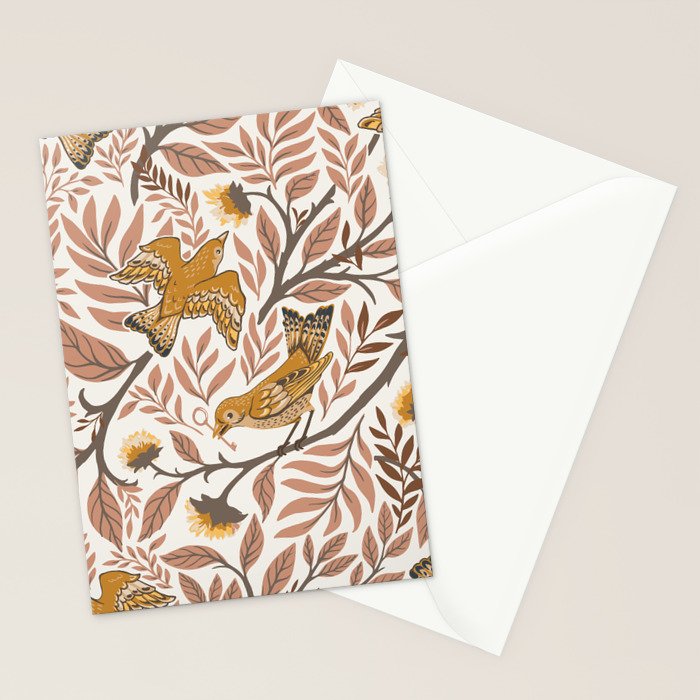 Secret Garden Birds - Neutral  Stationery Card Gallery Image 2