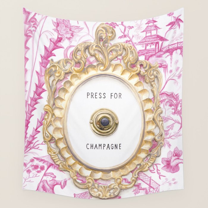 Press For Champagne- in The Pink Pagoda Wall Tapestry Gallery Image 1