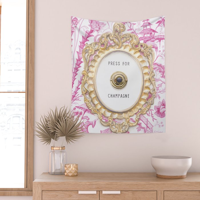 Press For Champagne- in The Pink Pagoda Wall Tapestry Gallery Image 2