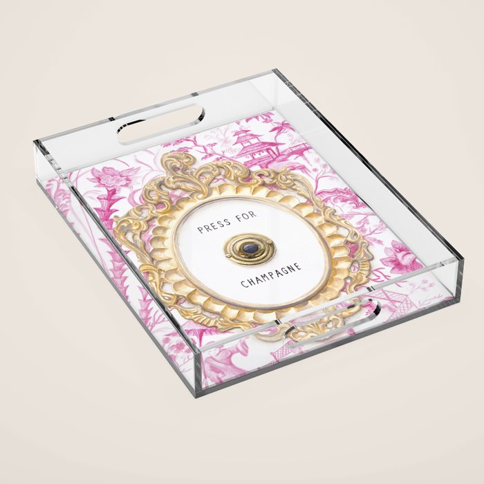 Press For Champagne- in The Pink Pagoda Acrylic Tray Gallery Image 1