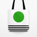 Mid-century Modern Lime Green Minimalist Sunset Over Striped Waves Tote Bag Gallery Image 1
