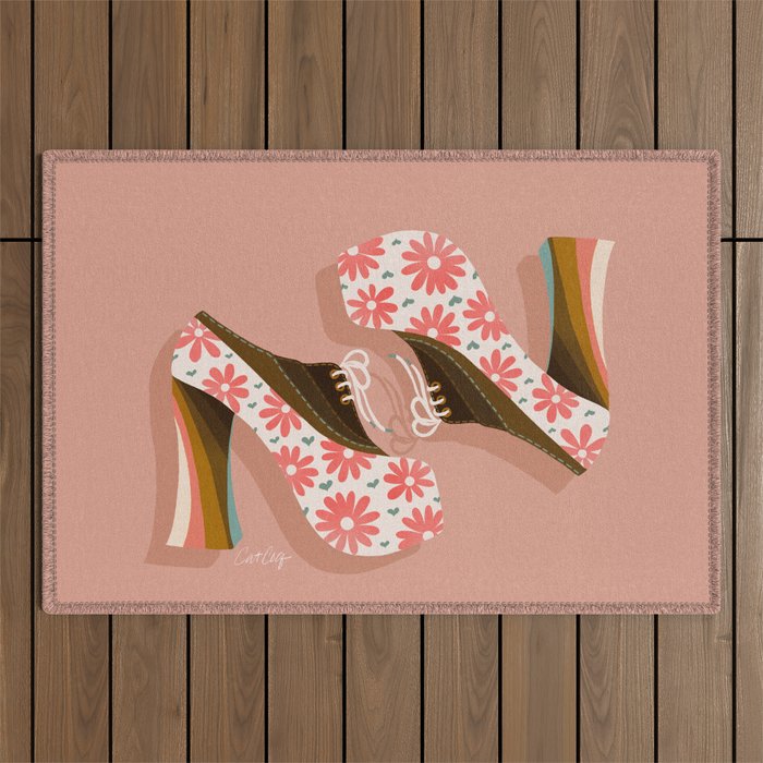 Disco Platforms - Blush & White Outdoor Rug Gallery Image 1