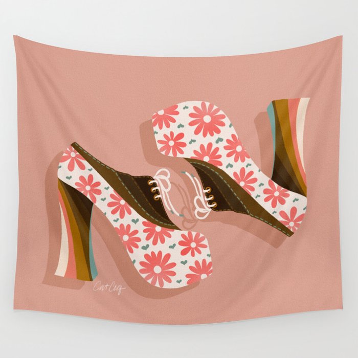 Disco Platforms - Blush & White Wall Tapestry Gallery Image 1