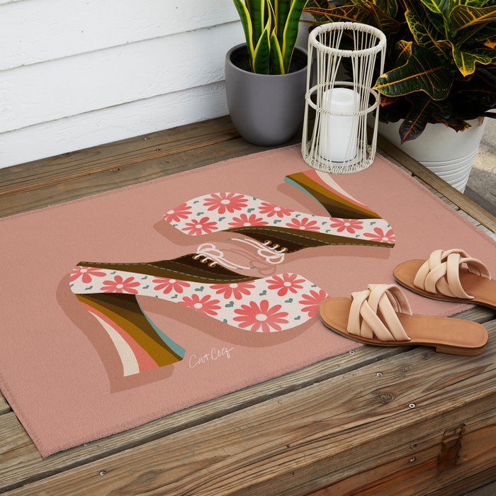 Disco Platforms - Blush & White Outdoor Rug Gallery Image 2