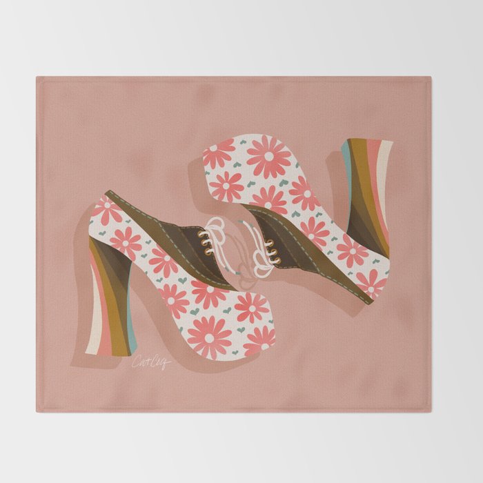 Disco Platforms - Blush & White Throw Blanket Gallery Image 2