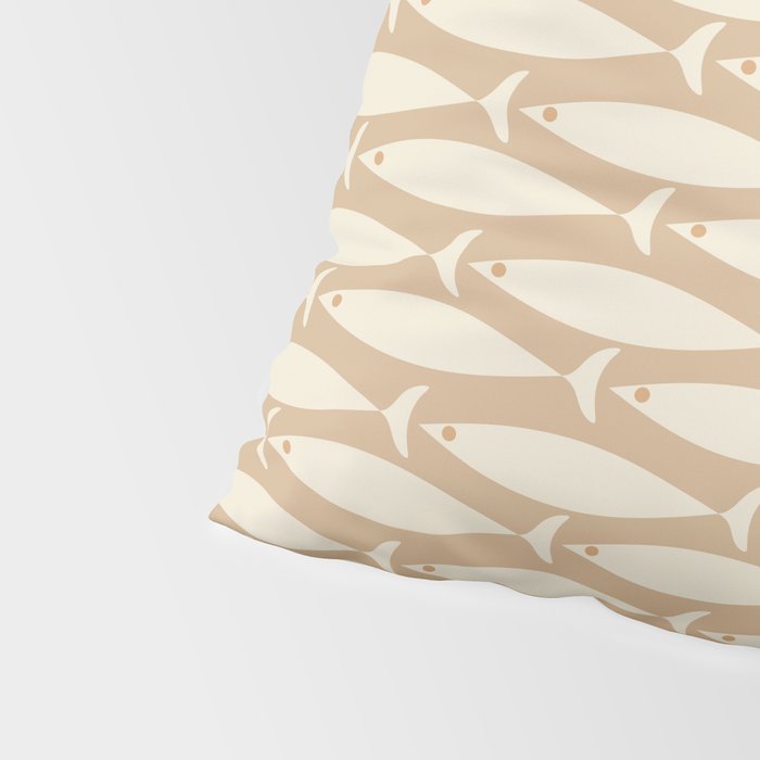Coastal Neutral Mid Century Modern Fish Minimalist Beige Scandi Pattern Pillow Sham Gallery Image 4