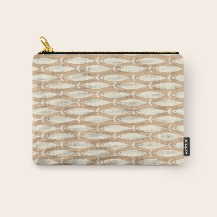 Coastal Neutral Mid Century Modern Fish Minimalist Beige Scandi Pattern Carry All Pouch Gallery Image 1