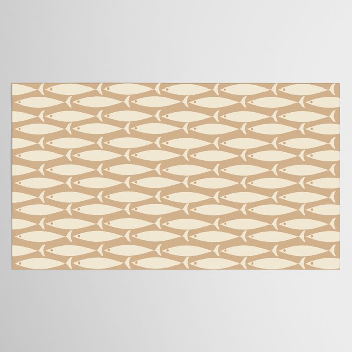 Coastal Neutral Mid Century Modern Fish Minimalist Beige Scandi Pattern Tablecloth Gallery Image 2