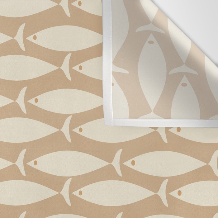 Coastal Neutral Mid Century Modern Fish Minimalist Beige Scandi Pattern Wall Tapestry Gallery Image 3