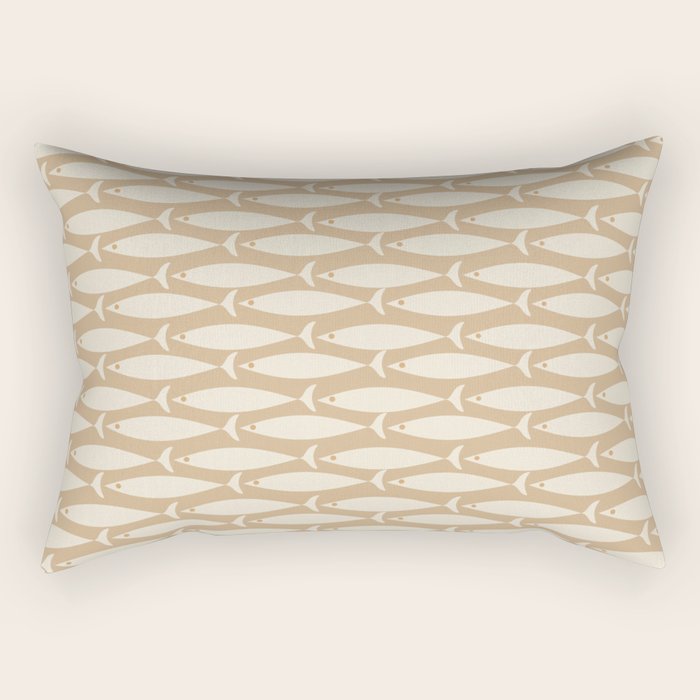 Coastal Neutral Mid Century Modern Fish Minimalist Beige Scandi Pattern Rectangular Pillow Gallery Image 2