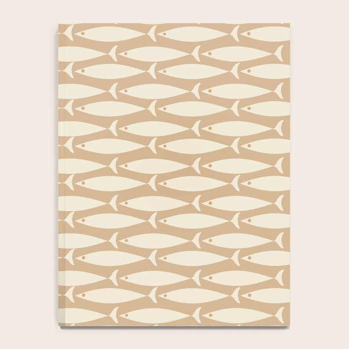 Coastal Neutral Mid Century Modern Fish Minimalist Beige Scandi Pattern Notebook Gallery Image 4