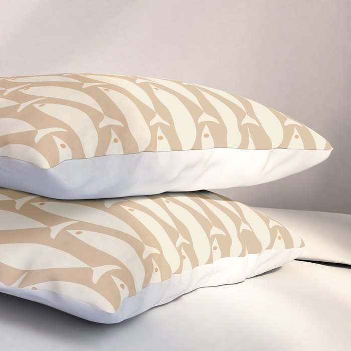 Coastal Neutral Mid Century Modern Fish Minimalist Beige Scandi Pattern Pillow Sham Gallery Image 3